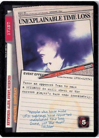 X-Files CCG | Unexplainable Time Loss XF96-0257v1  | The Nerd Merchant