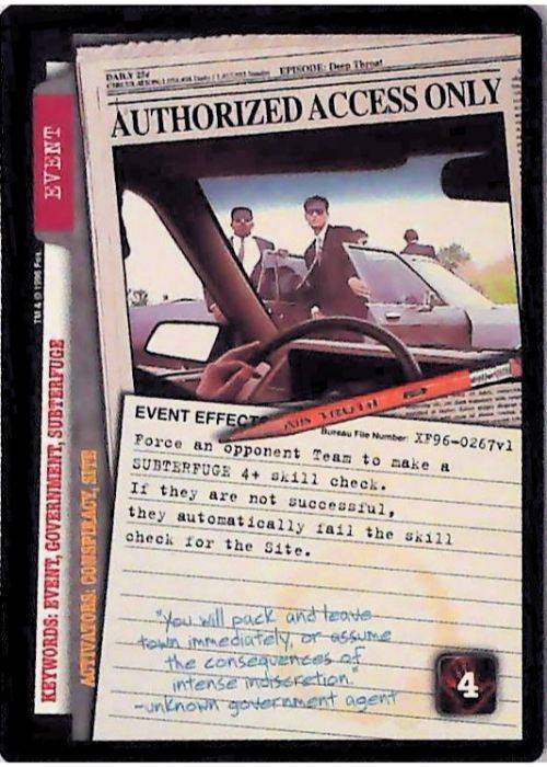 X-Files CCG | Authorized Access Only XF96-0267v1  | The Nerd Merchant