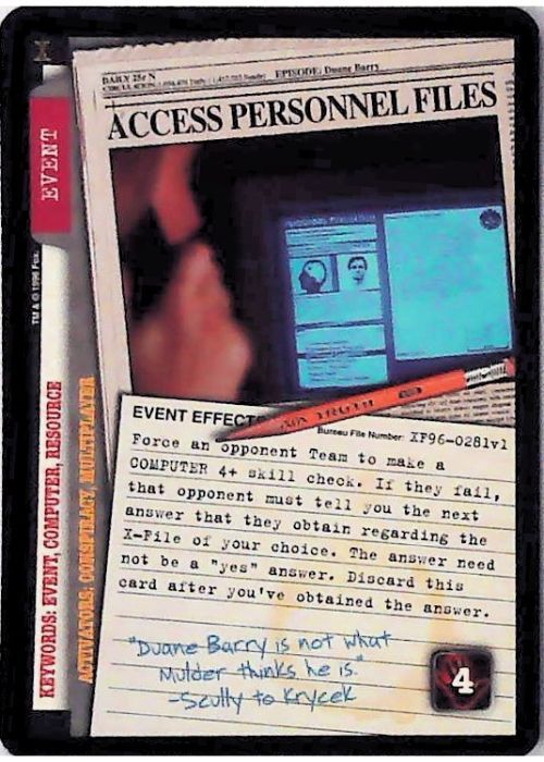 X-Files CCG | Access Personnel Files XF96-0281v1  | The Nerd Merchant