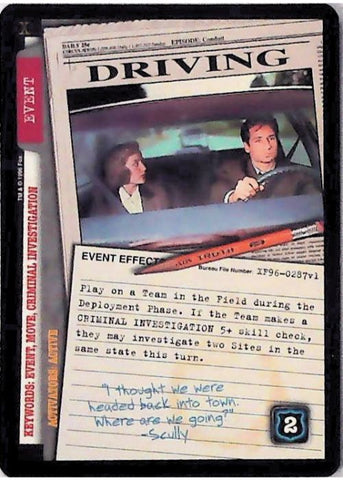 X-Files CCG | Driving XF96-0287v1  | The Nerd Merchant