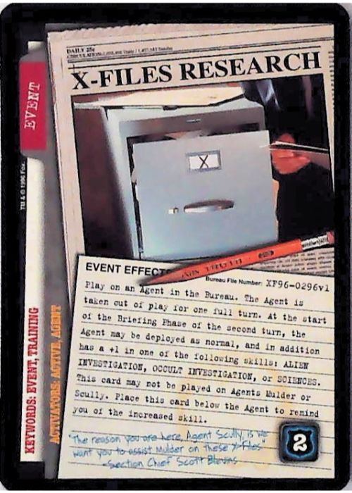 X-Files CCG | X-Files Research XF96-0296v1  | The Nerd Merchant