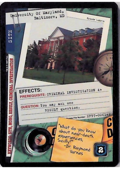 X-Files CCG | University Of Maryland, Baltimore, MD XF97-0061v2  | The Nerd Merchant