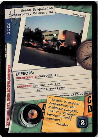 X-Files CCG | Mahan Propulsion Laboratory, Colson, WA XF97-0069v2  | The Nerd Merchant