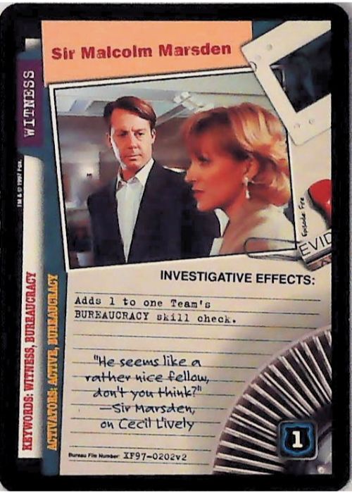 X-Files CCG | Sir Malcolm Marsden XF97-0202v2  | The Nerd Merchant