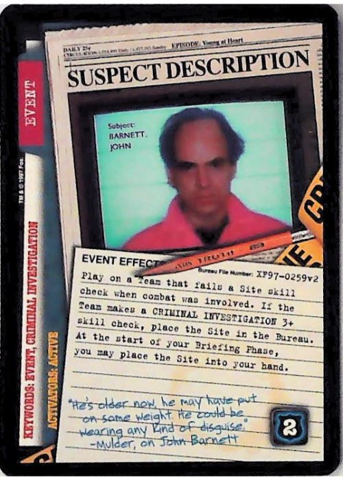 X-Files CCG | Suspect Description XF97-0259v2  | The Nerd Merchant