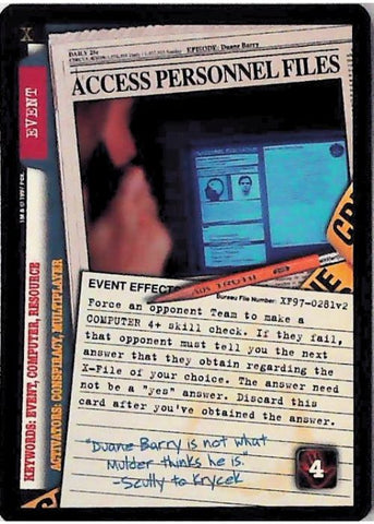 X-Files CCG | Access Personnel Files XF97-0281v2  | The Nerd Merchant