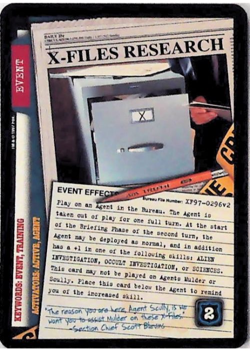 X-Files CCG | X-Files Research XF97-0296v2  | The Nerd Merchant