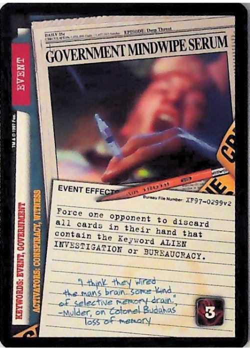 X-Files CCG | Government Mindwipe Serum XF97-0299v2  | The Nerd Merchant