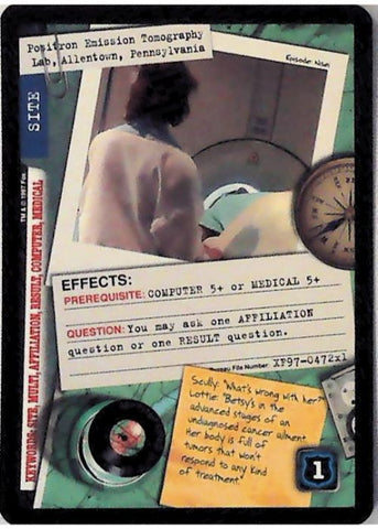 X-Files CCG | Positron Emission Tomography Lab, Allentown, Pennsylvania XF97-472x1    | The Nerd Merchant