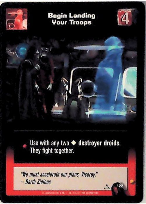 Young Jedi CCG | Begin Landing Your Troops (Menace of Darth Maul #122) | The Nerd Merchant