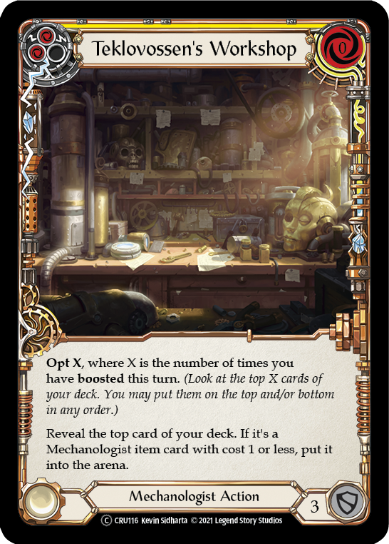 Flesh and Blood TCG | Teklovossen's Workshop (Yellow) [U-CRU116] (Crucible of War Unlimited)  Unlimited Rainbow Foil | The Nerd Merchant
