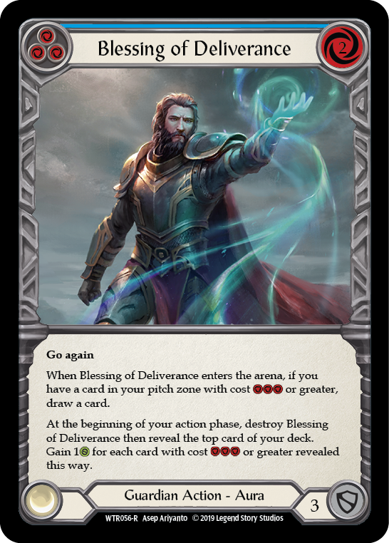 Flesh and Blood TCG | Blessing of Deliverance (Blue) [WTR056-R] (Welcome to Rathe)  Alpha Print Rainbow Foil | The Nerd Merchant