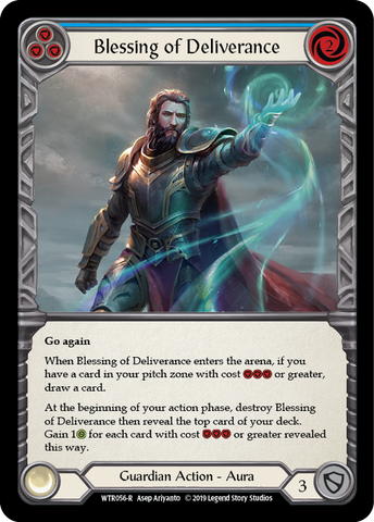 Flesh and Blood TCG | Blessing of Deliverance (Blue) [WTR056-R] (Welcome to Rathe)  Alpha Print Rainbow Foil | The Nerd Merchant