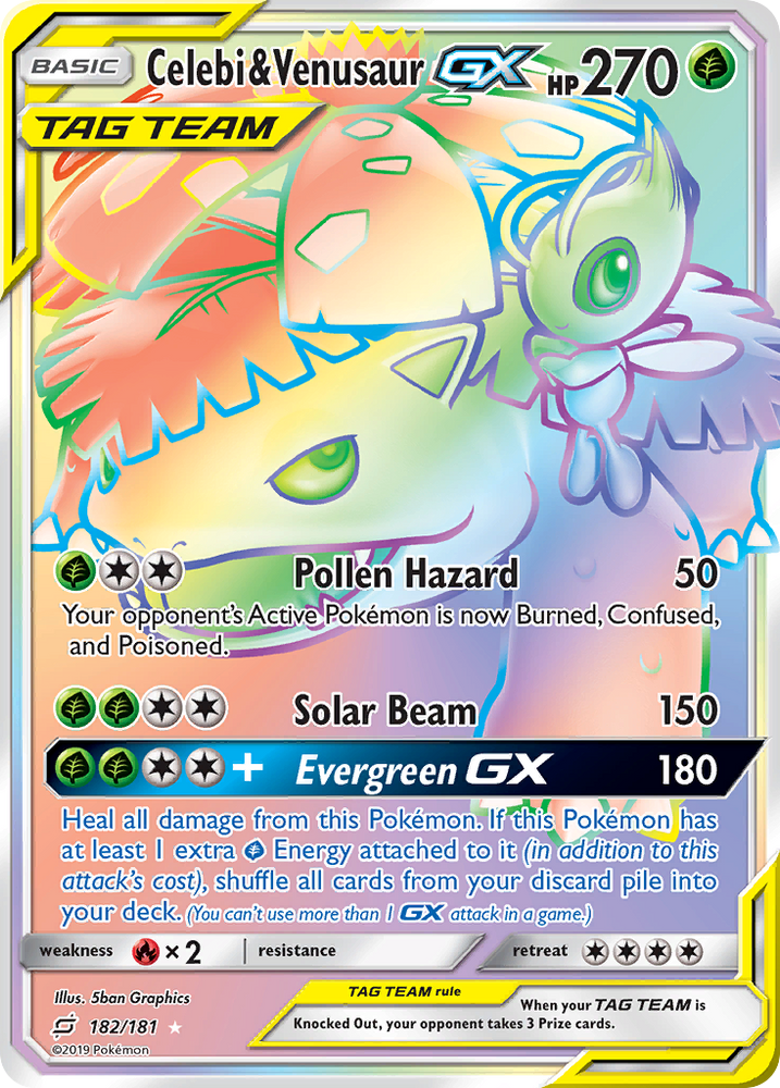 Pokemon | Celebi & Venusaur GX (182/181) [Sun & Moon: Team Up] | The Nerd Merchant