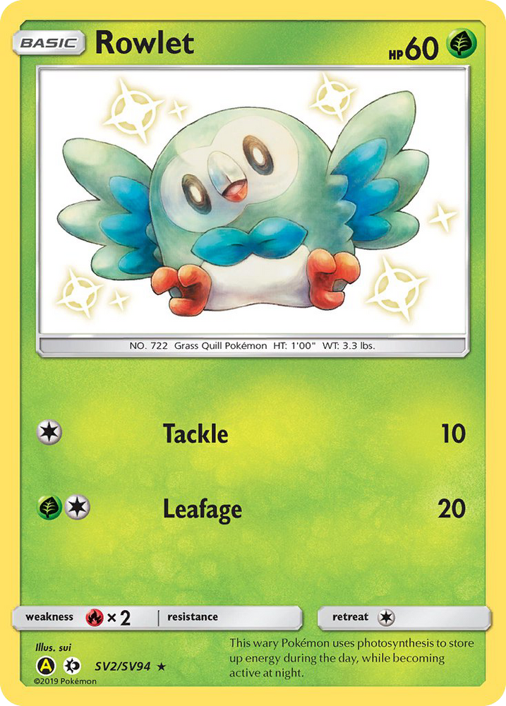 Pokemon | Rowlet (SV2/SV94) [Sun & Moon: Hidden Fates - Shiny Vault] | The Nerd Merchant