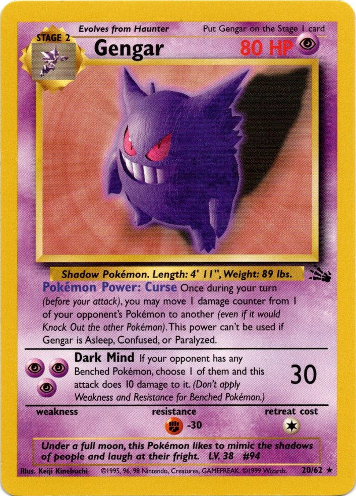 Pokemon | Gengar (20/62) [Fossil Unlimited] | The Nerd Merchant