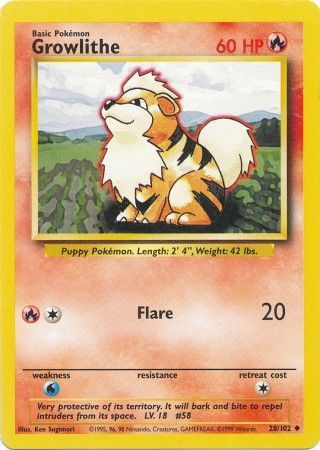 Pokemon | Growlithe (28/102) [Base Set Unlimited] | The Nerd Merchant