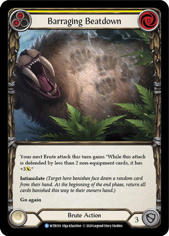 Flesh and Blood TCG | Barraging Beatdown (Yellow) [U-WTR018] (Welcome to Rathe Unlimited)  Unlimited Rainbow Foil | The Nerd Merchant