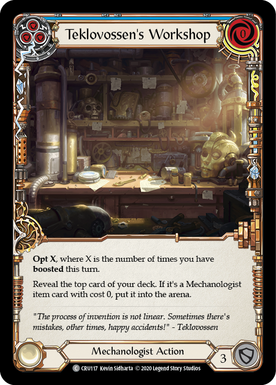 Flesh and Blood TCG | Teklovossen's Workshop (Blue) [CRU117] (Crucible of War)  1st Edition Rainbow Foil | The Nerd Merchant