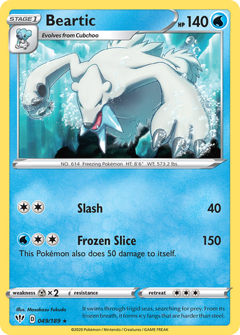 Pokemon | Beartic (049/189) [Sword & Shield: Darkness Ablaze] | The Nerd Merchant