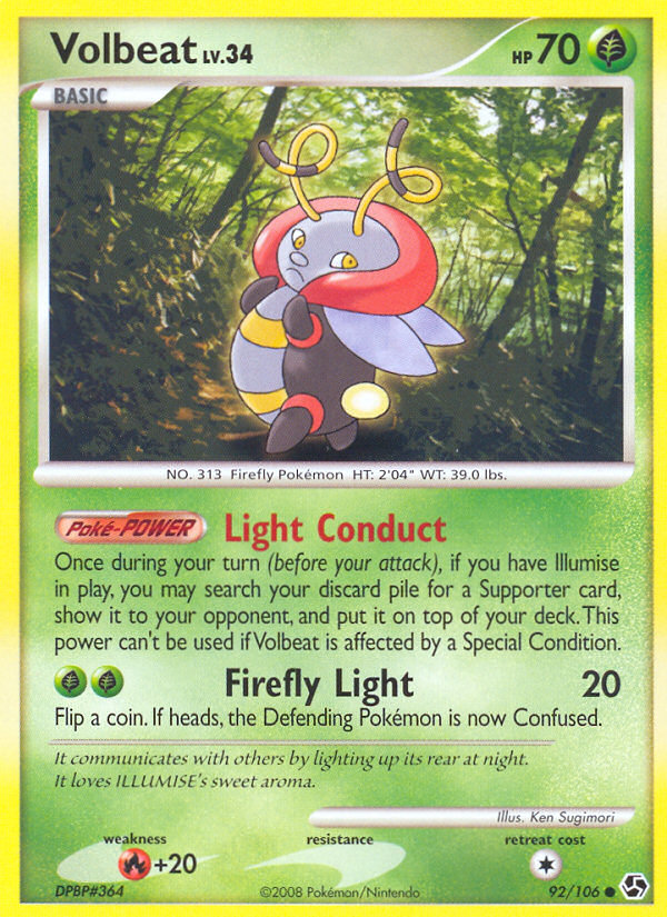 Pokemon | Volbeat (92/106) [Diamond & Pearl: Great Encounters] | The Nerd Merchant