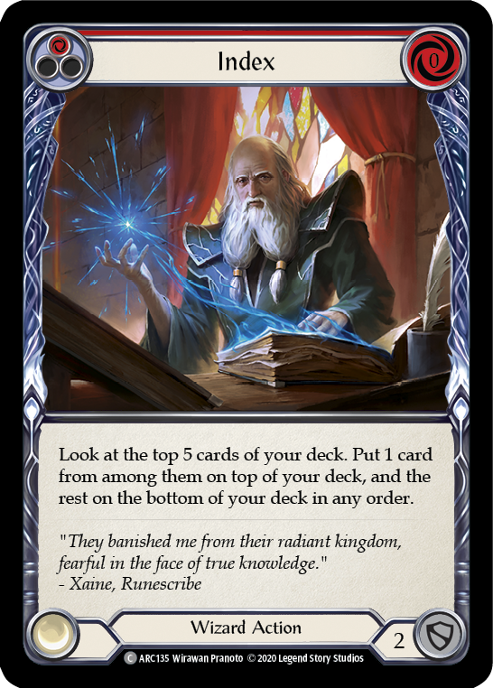 Flesh and Blood TCG | Index (Red) [U-ARC135] (Arcane Rising Unlimited)  Unlimited Rainbow Foil | The Nerd Merchant
