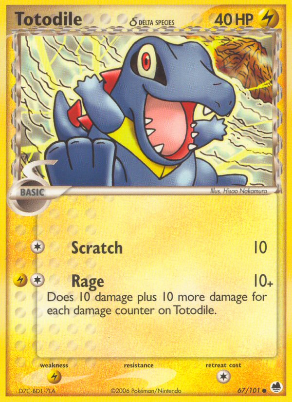 Pokemon | Totodile (67/101) (Delta Species) [EX: Dragon Frontiers] | The Nerd Merchant