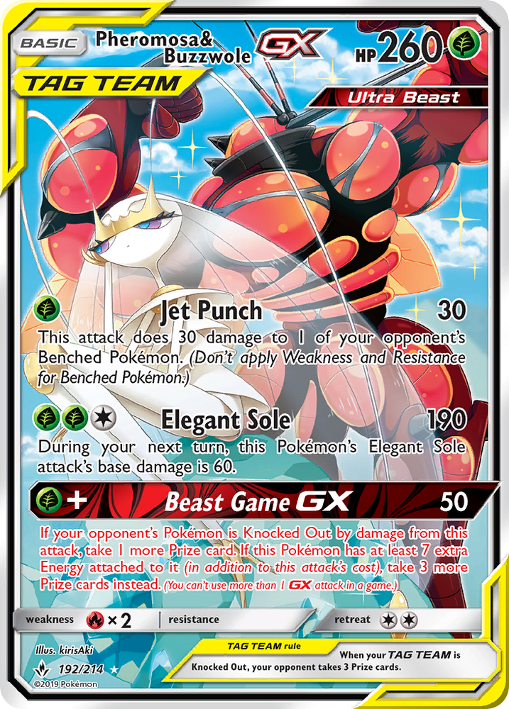 Pokemon | Pheromosa & Buzzwole GX (192/214) [Sun & Moon: Unbroken Bonds] | The Nerd Merchant