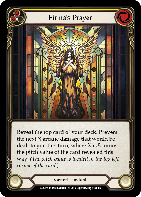 Flesh and Blood TCG | Eirina's Prayer (Yellow) [ARC174-R] (Arcane Rising)  1st Edition Normal | The Nerd Merchant