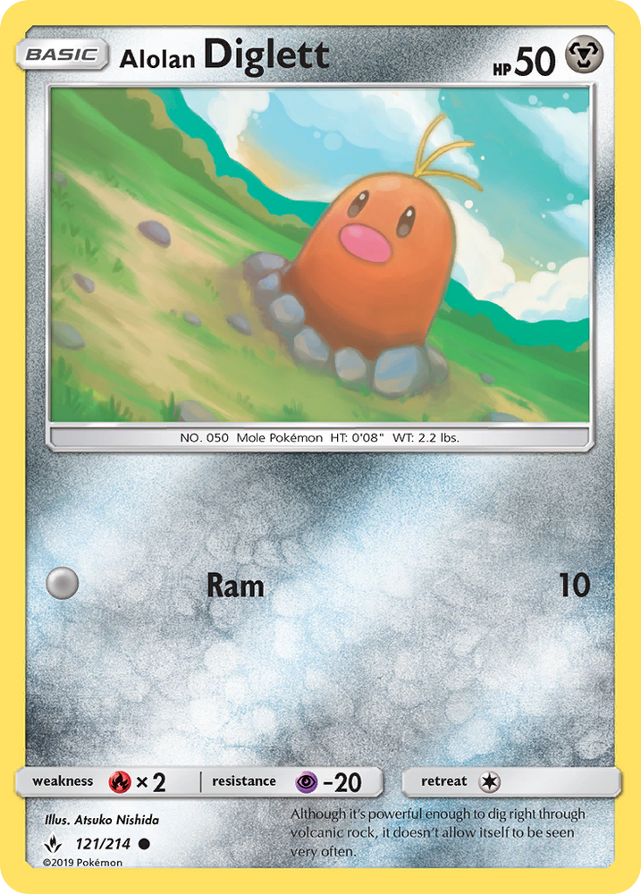 Pokemon | Alolan Diglett (121/214) [Sun & Moon: Unbroken Bonds] | The Nerd Merchant
