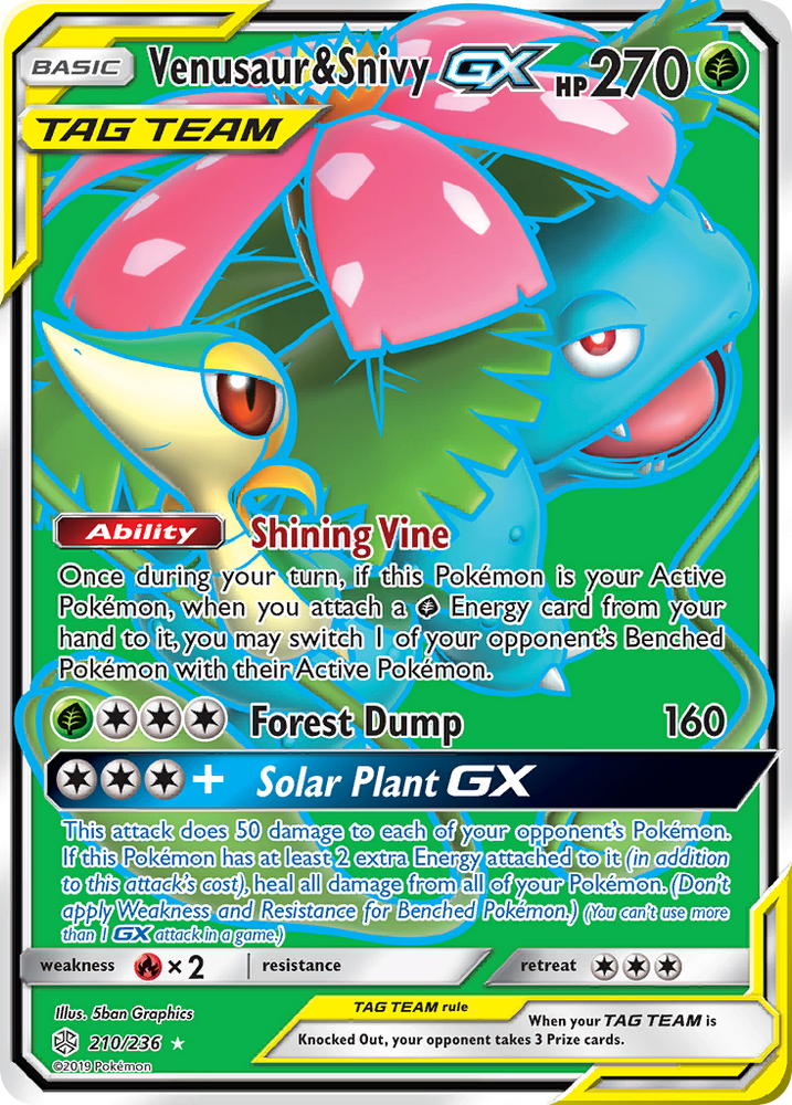 Pokemon| Venusaur & Snivy GX (210/236) [Sun & Moon: Cosmic Eclipse] | The Nerd Merchant