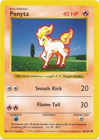 Pokemon | Ponyta (60/102) [Base Set Shadowless Unlimited] | The Nerd Merchant