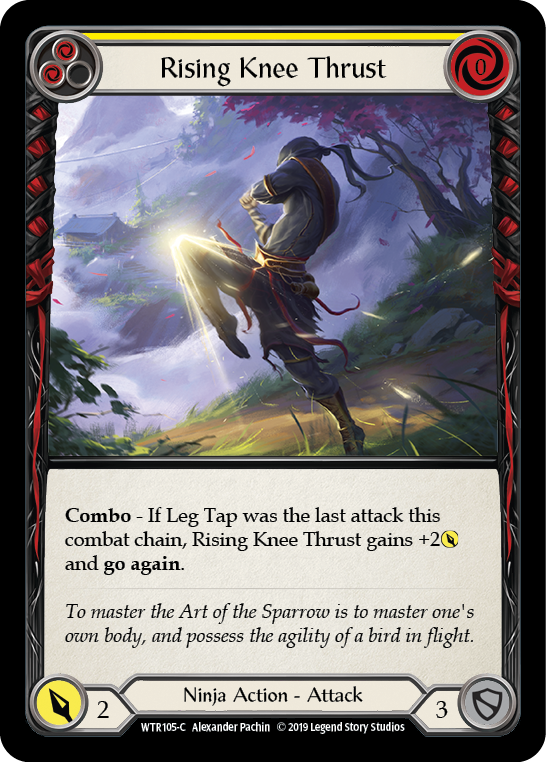 Flesh and Blood TCG | Rising Knee Thrust (Yellow) [WTR105-C] (Welcome to Rathe)  Alpha Print Normal | The Nerd Merchant