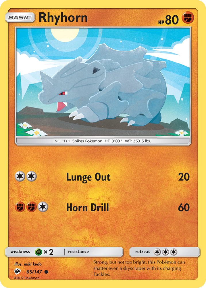 Pokemon | Rhyhorn (65/147) [Sun & Moon: Burning Shadows] | The Nerd Merchant
