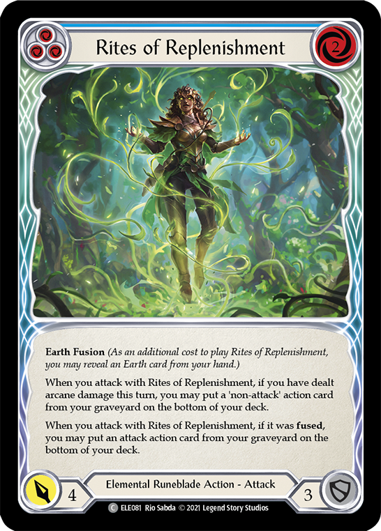 Flesh and Blood TCG | Rites of Replenishment (Blue) [ELE081] (Tales of Aria)  1st Edition Rainbow Foil | The Nerd Merchant