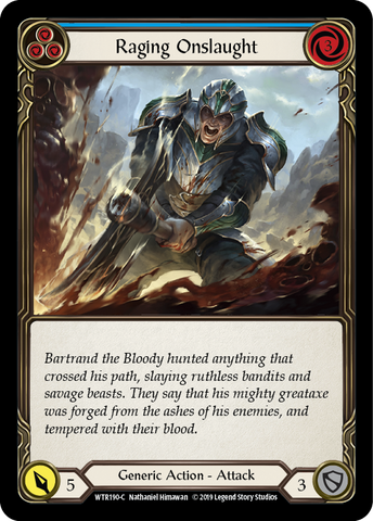 Flesh and Blood TCG | Raging Onslaught (Blue) [WTR190-C] (Welcome to Rathe)  Alpha Print Normal | The Nerd Merchant