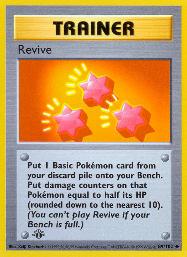 Pokemon | Revive (89/102) (Shadowless) [Base Set 1st Edition] | The Nerd Merchant)