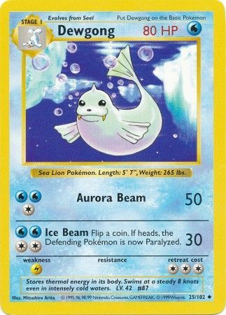 Pokemon | Dewgong (25/102) [Base Set Shadowless Unlimited] | The Nerd Merchant