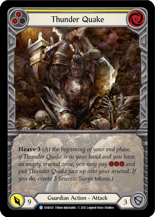Flesh and Blood TCG | Thunder Quake (Yellow) [EVR025] (Everfest)  1st Edition Extended Art Rainbow Foil | The Nerd Merchant