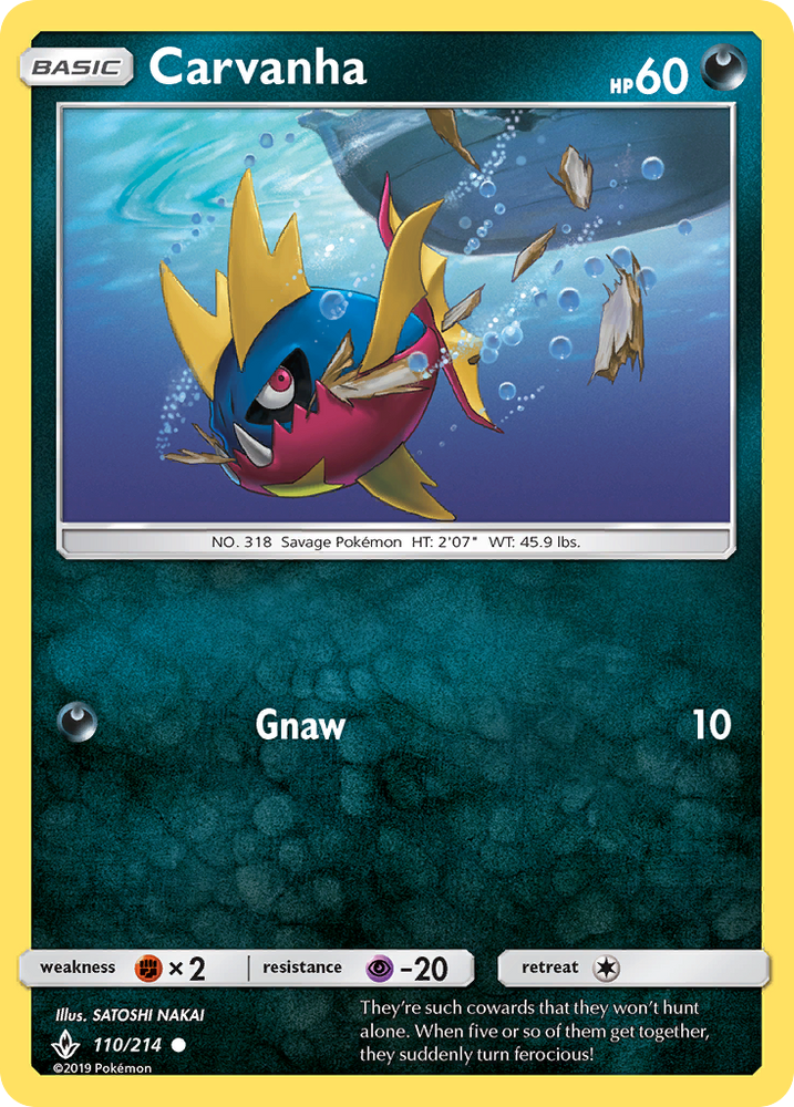 Pokemon | Carvanha (110/214) [Sun & Moon: Unbroken Bonds] | The Nerd Merchant