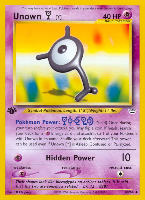 Pokemon | Unown [Y] (40/64) [Neo Revelation 1st Edition] | The Nerd Merchant