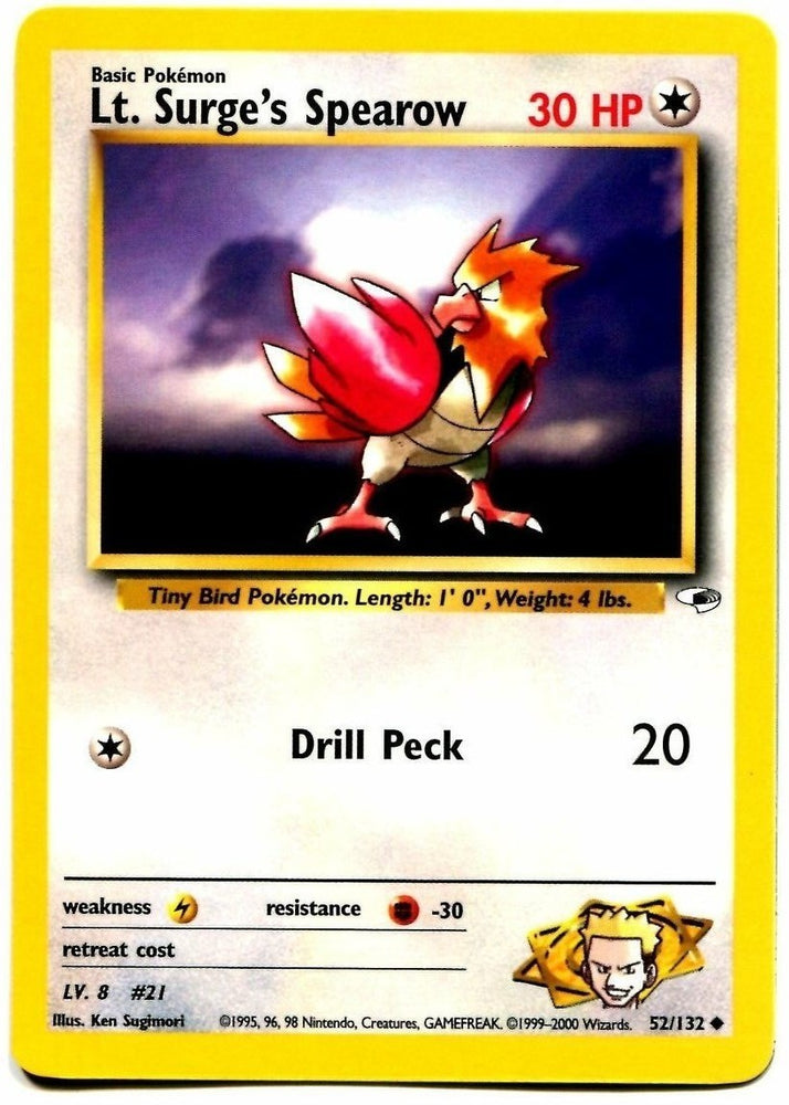Pokemon | Lt. Surge's Spearow (52/132) [Gym Heroes Unlimited] | The Nerd Merchant
