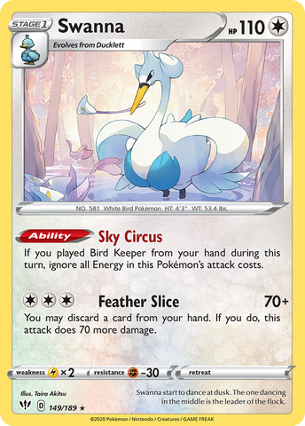 Pokemon | Swanna (149/189) [Sword & Shield: Darkness Ablaze] | The Nerd Merchant