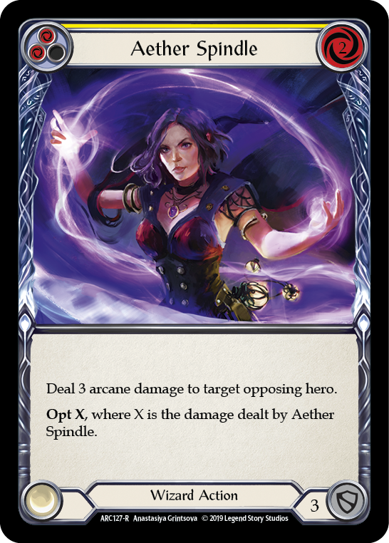 Flesh and Blood TCG | Aether Spindle (Yellow) [ARC127-R] (Arcane Rising)  1st Edition Rainbow Foil | The Nerd Merchant