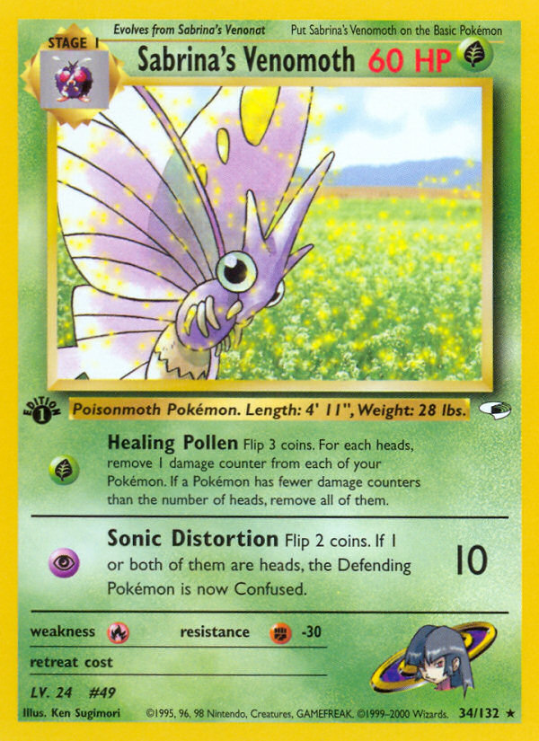 Pokemon | Sabrina's Venomoth (34/132) [Gym Heroes 1st Edition] | The Nerd Mechant