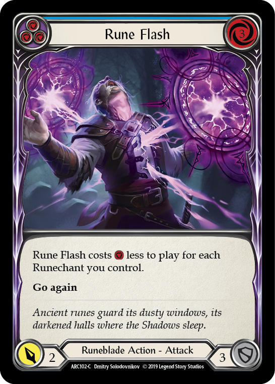 Flesh and Blood TCG | Rune Flash (Blue) [ARC102-C] (Arcane Rising)  1st Edition Rainbow Foil | The Nerd Merchant