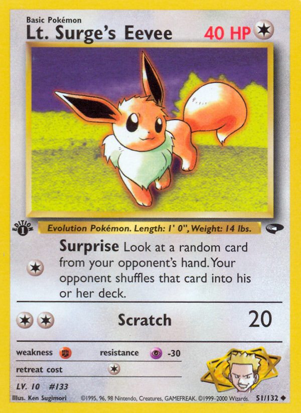 Pokemon | Lt. Surge's Eevee (51/132) [Gym Challenge 1st Edition] | The Nerd Merchant