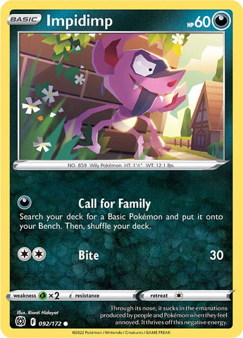 Pokemon | Impidimp (092/172) [Sword & Shield: Brilliant Stars] | The Nerd Merchant