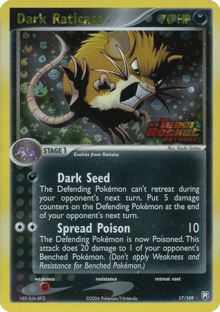 Pokemon | Dark Raticate (17/109) (Stamped) [EX: Team Rocket Returns] | The Nerd Merchant