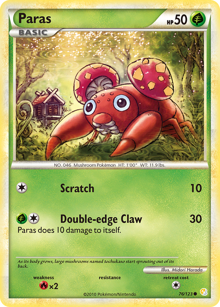 Pokemon | Paras (76/123) [HeartGold & SoulSilver: Base Set] | The Nerd Merchant